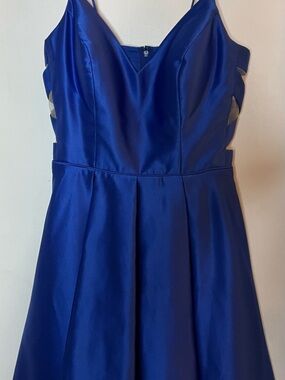 Girls' Satin V-Neck Formal Dress in Royal Blue